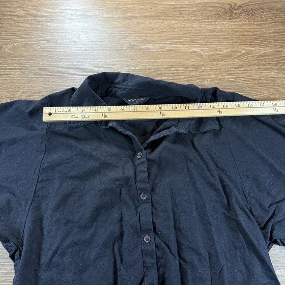 Banana Republic Linen Blend Button Front Top Women's M Black Cropped Minimalist - Picture 5 of 7